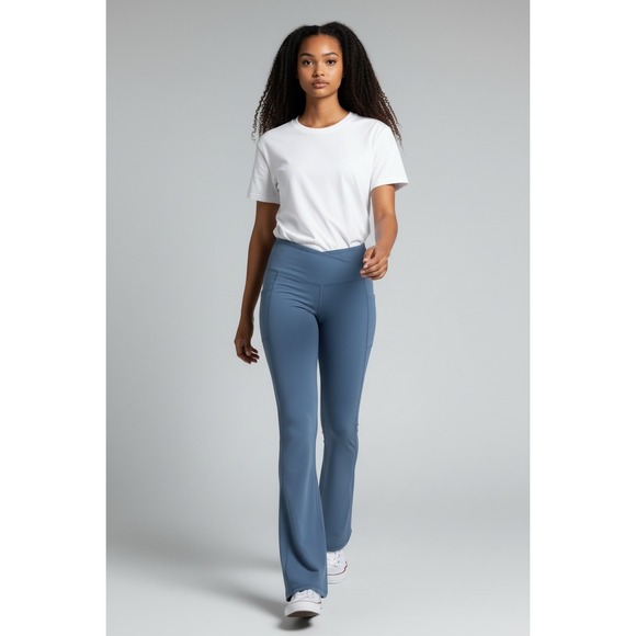 Member's Mark Pants - New Member's Mark Flare Yoga Pant Women Large Blue High Rise Crossover Pockets